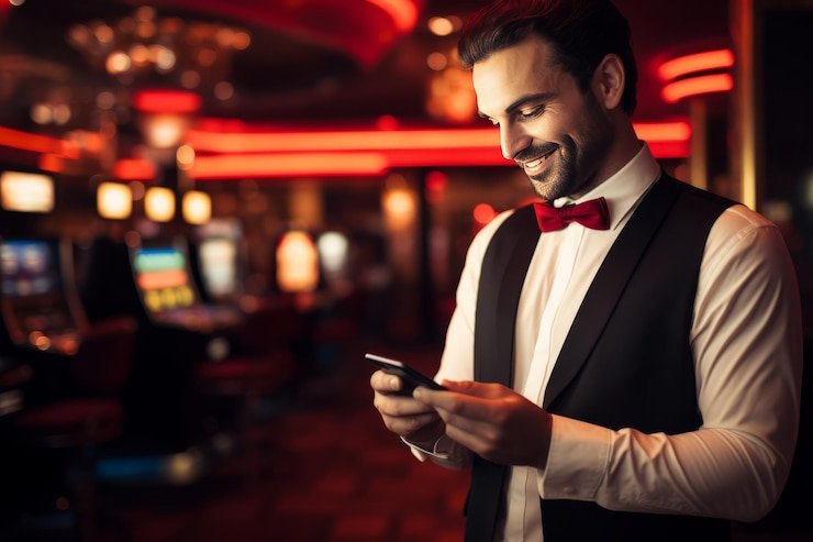 Pengguna Indonesia membaca promo dari ponsel